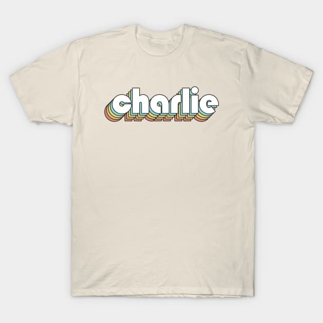 Charlie - Retro Rainbow Typography Faded Style T-Shirt by Paxnotods